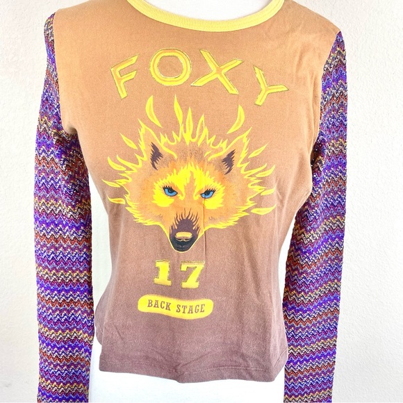 Cheap Thrill “Foxy” Long-sleeve Mesh 90’s/Y2K Top - Picture 2 of 6
